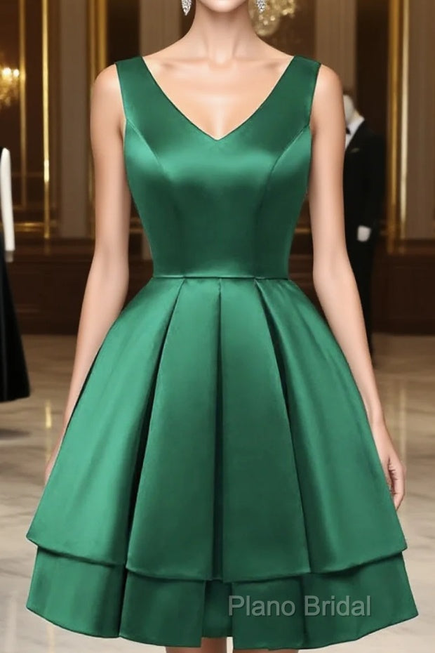 Green Satin Short Homecoming Dresses Main image