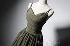 Green Satin Straps Long Wedding Party Dresses, Green Long Formal Prom Dresses Formal Dresses