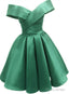 Green Satin Sweetheart Off Shoulder Satin Party Dress, Green Homecoming Dress Prom Dress