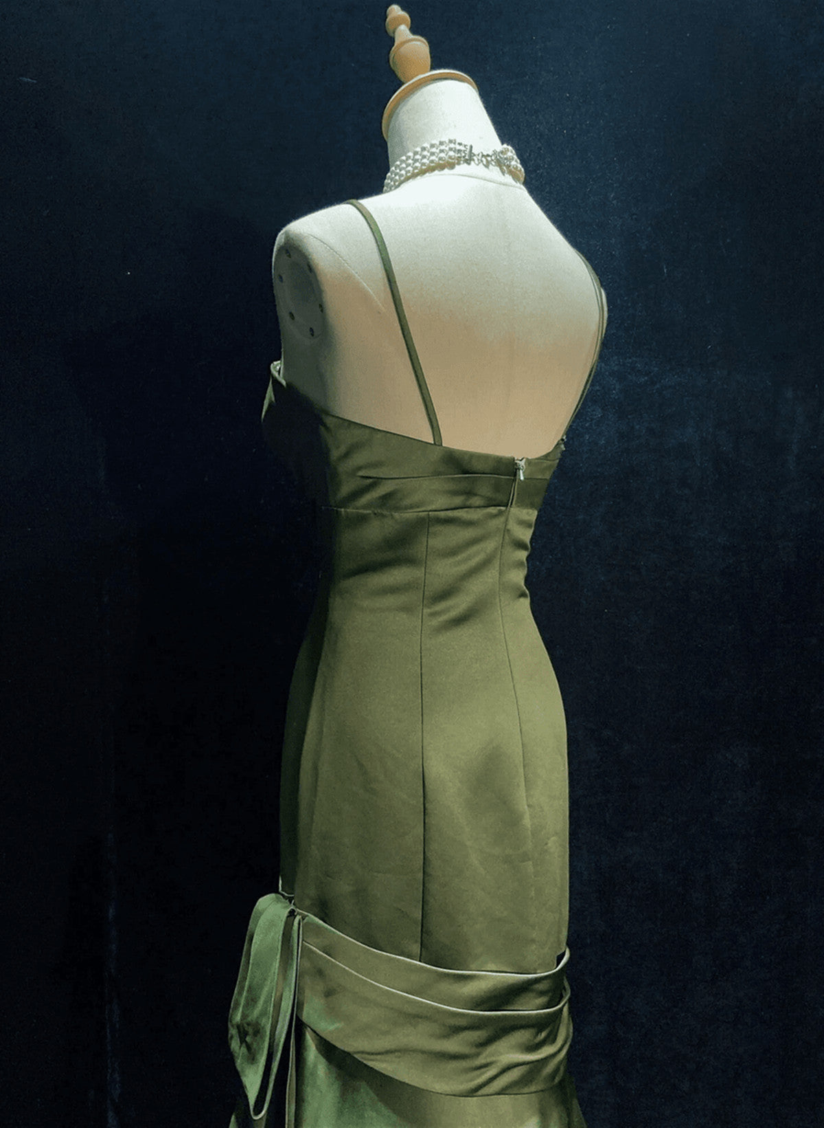 Green Satin Sweetheart Straps Long Formal Evening Dresses, Long Green Formal Prom Dresses