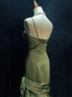 Green Satin Sweetheart Straps Long Formal Evening Dresses, Long Green Wedding Party Dresses