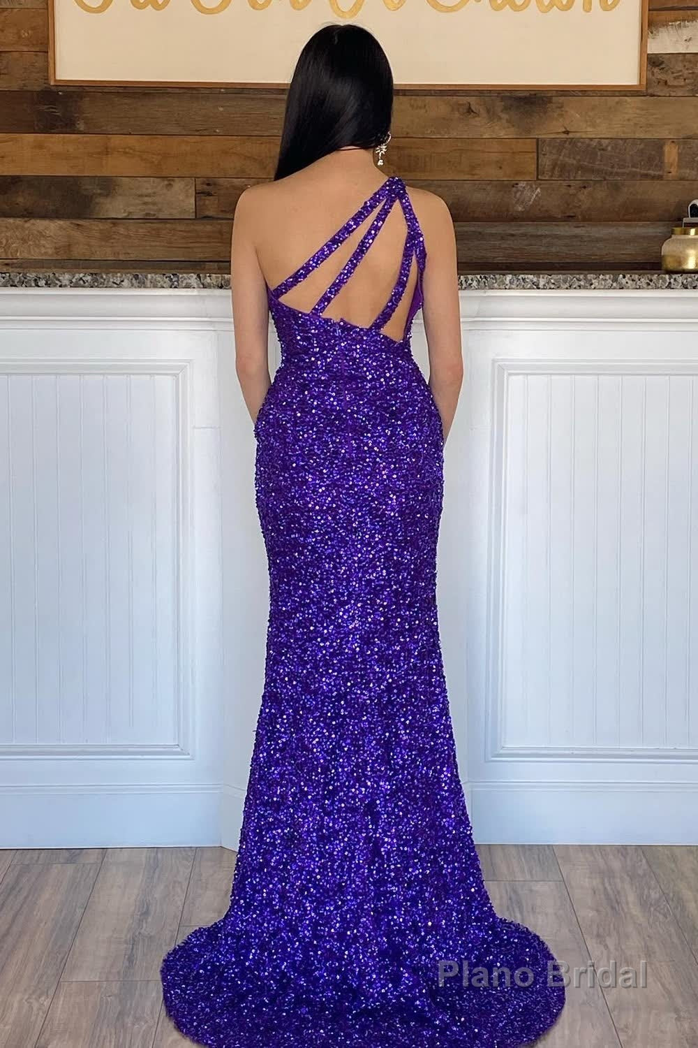 Green Sequin Long Prom Dress with Slit
