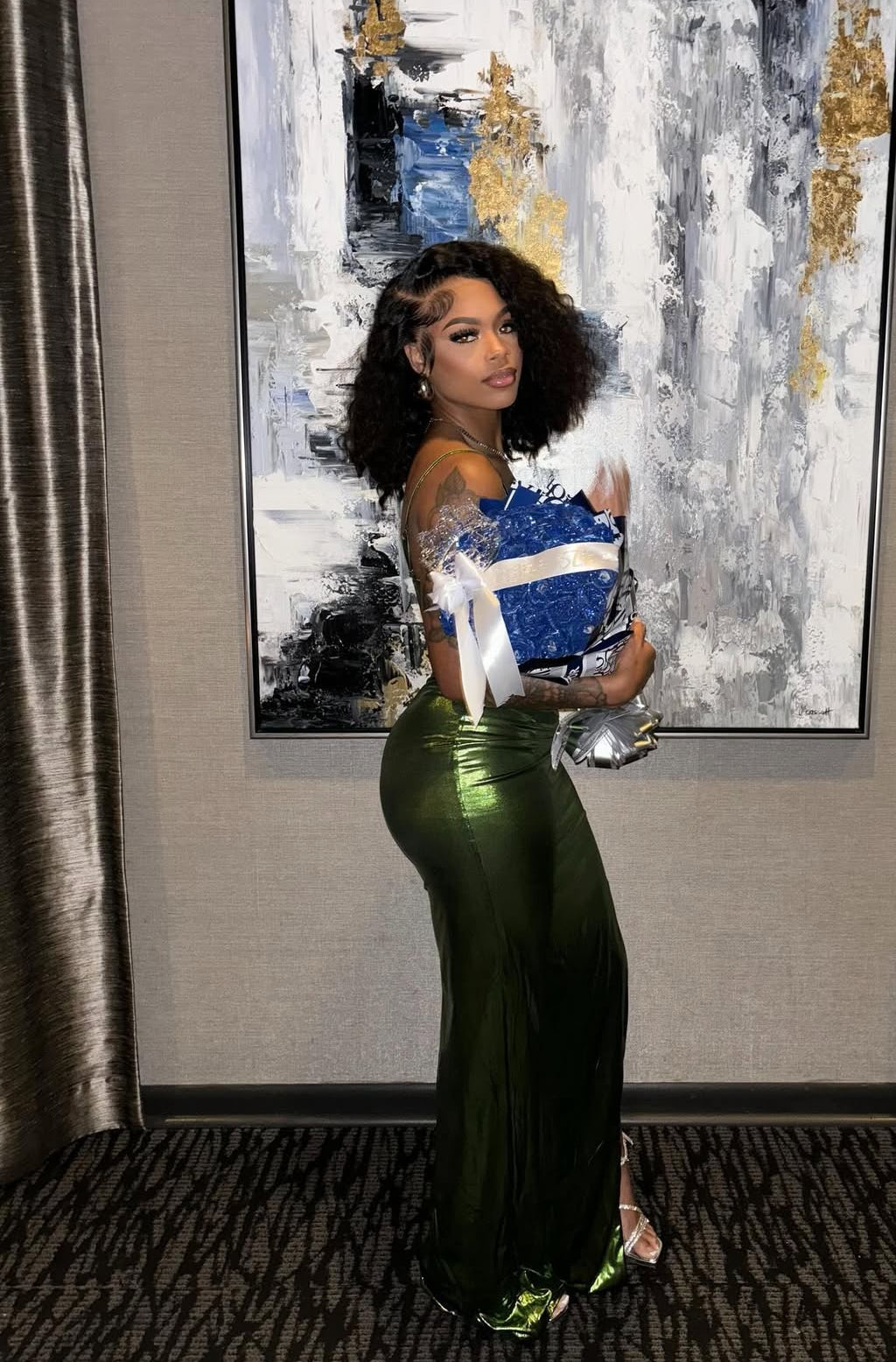 Green Sheath Long Formal Prom Dresses With Slit Black Girl Formal Evening Dresses