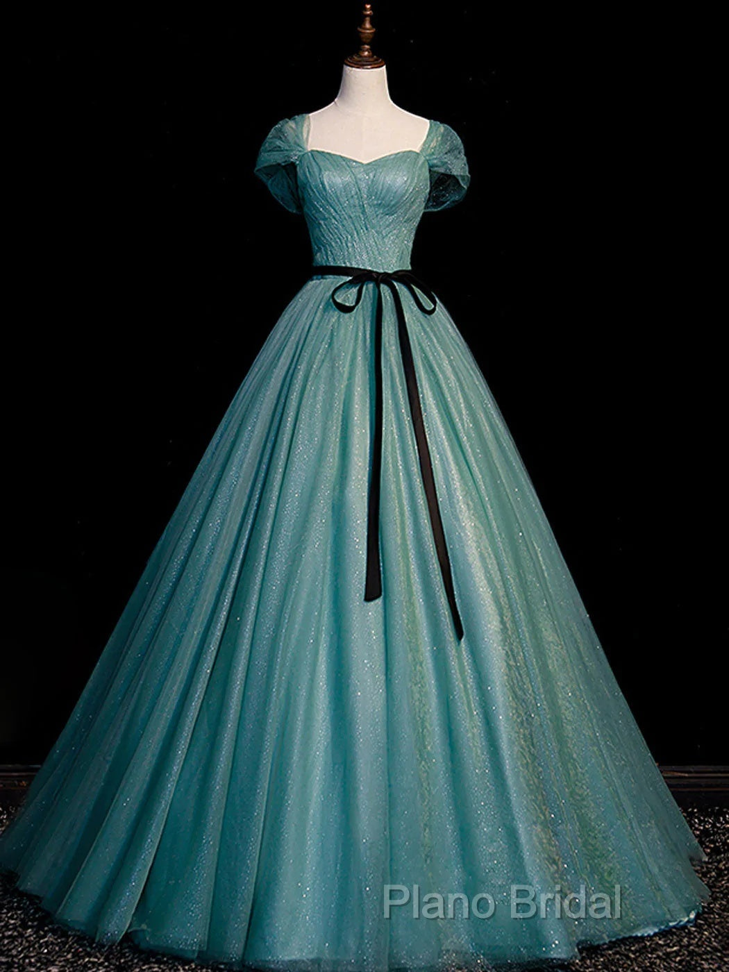 Green Simple Sweetheart Off Shoulder Long Party Dresses, Green Tulle Formal Dresses Secondary image