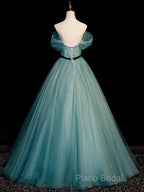 Green Simple Sweetheart Off Shoulder Long Party Dresses, Green Tulle Formal Dresses