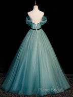 Green Simple Sweetheart Off Shoulder Long Party Dresses, Green Tulle Formal Dresses