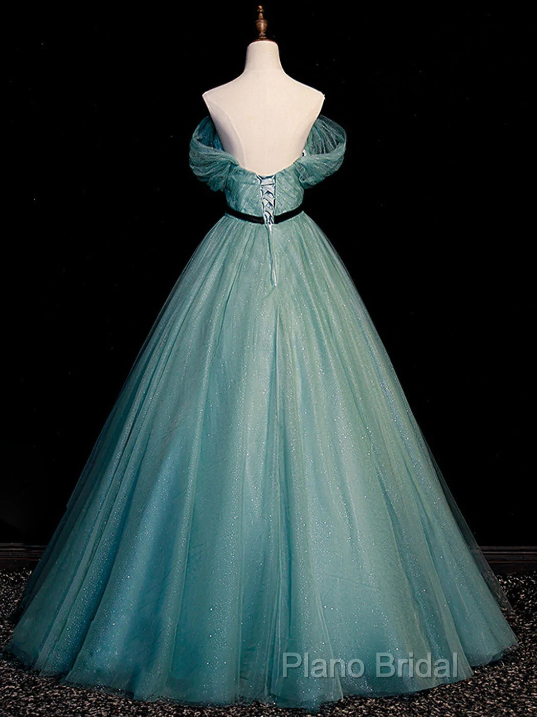 Green Simple Sweetheart Off Shoulder Long Party Dresses, Green Tulle Formal Dresses