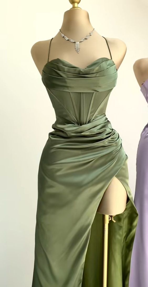 Green Spaghetti Straps Popular Mermaid Formal Evening Formal Long Formal Prom Dresses Main image