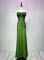 Green Spandex Straps Formal Dress, Green Evening Dress Prom Dress