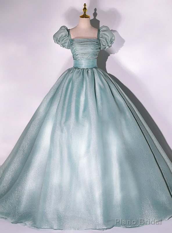 Green Square Puff Sleeve Quinceanera Dress Main image