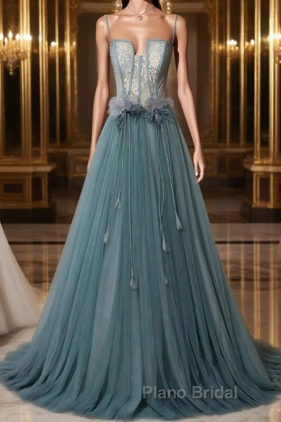 Green sweetheart tulle lace long Formal Prom dress green formal dress Main image