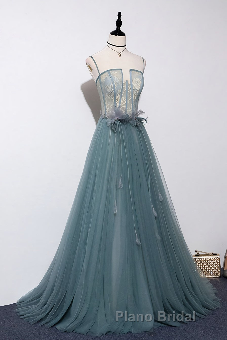Green sweetheart tulle lace long Formal Prom dress green formal dress