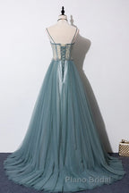 Green sweetheart tulle lace long Formal Prom dress green formal dress