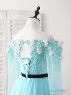 Green Tulle Lace Applique Short Prom Dress, Green Homecoming Dress