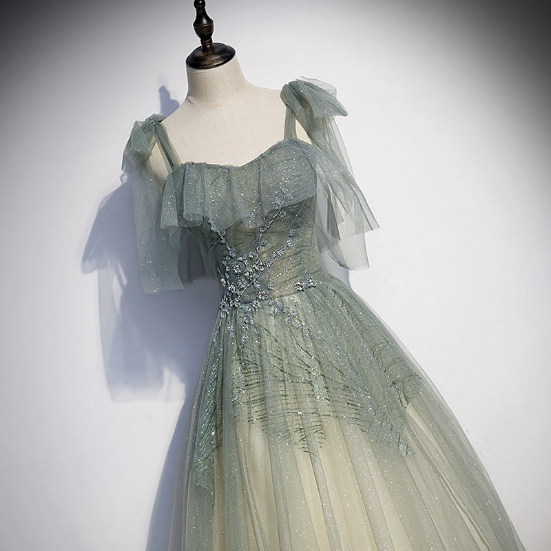 Green Tulle Long Formal Prom Dresses Formal Evening Dresses Formal Evening Dresses
