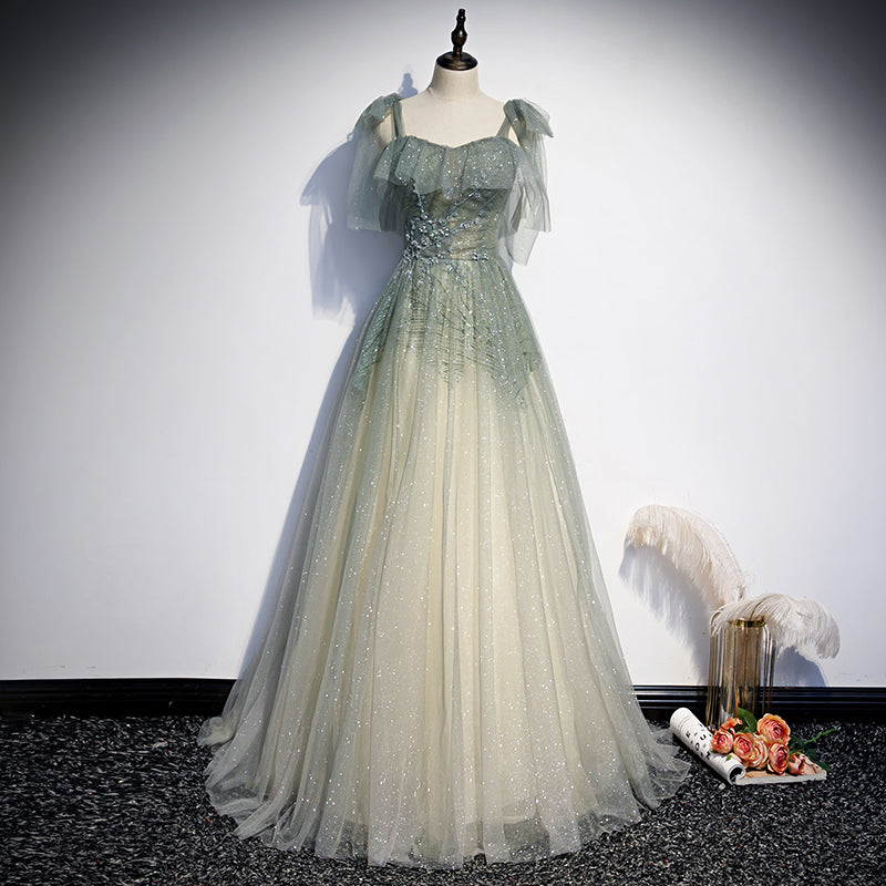 Green Tulle Long Formal Prom Dresses Formal Evening Dresses Formal Evening Dresses