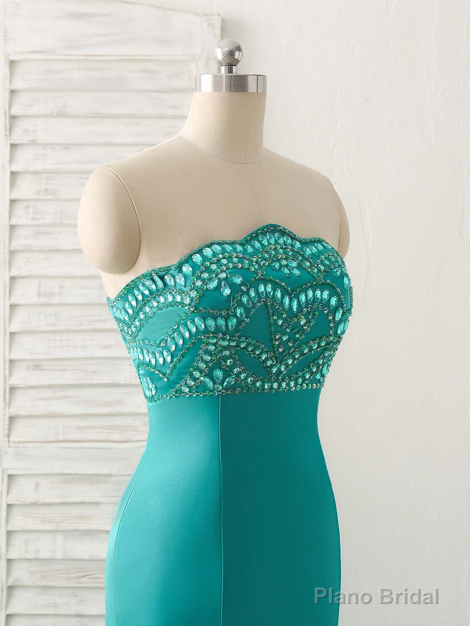 Green Tulle Mermaid Long Prom Dress Green Evening Dress