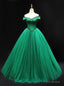 Green Tulle Off the Shoulder Beading Prom Dress