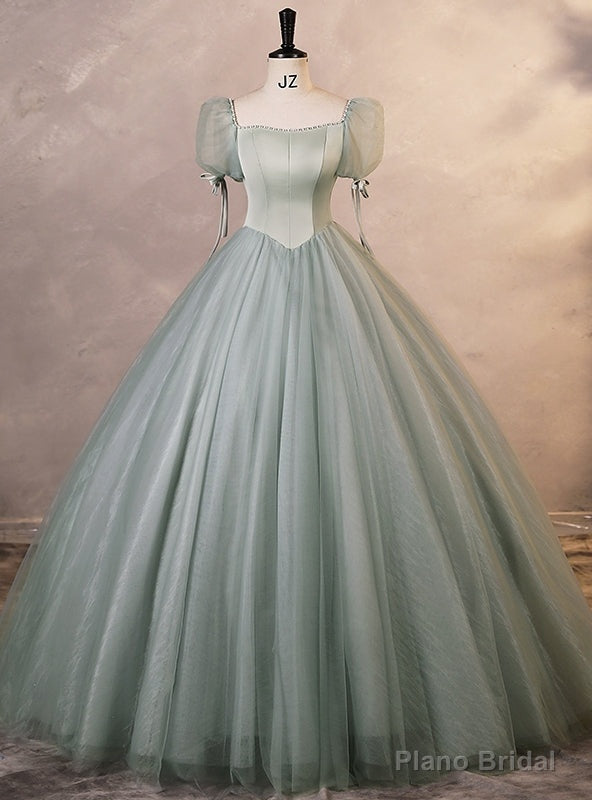 Green Tulle Puff Sleeve Quinceanera Dress Main image