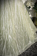 Green Tulle Sequins Long Formal Prom Dresses, Beautiful Off The Shoulder Party Dresses