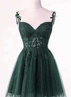 Green Tulle Short Party Dresses Homecoming Dresses, Green Tulle With Lace Formal Prom Dresses