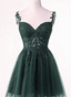 Green Tulle Short Party Dresses Homecoming Dresses, Green Tulle With Lace Formal Prom Dresses