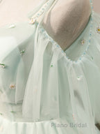 Green tulle short Formal Prom dress, green tulle homecoming dress