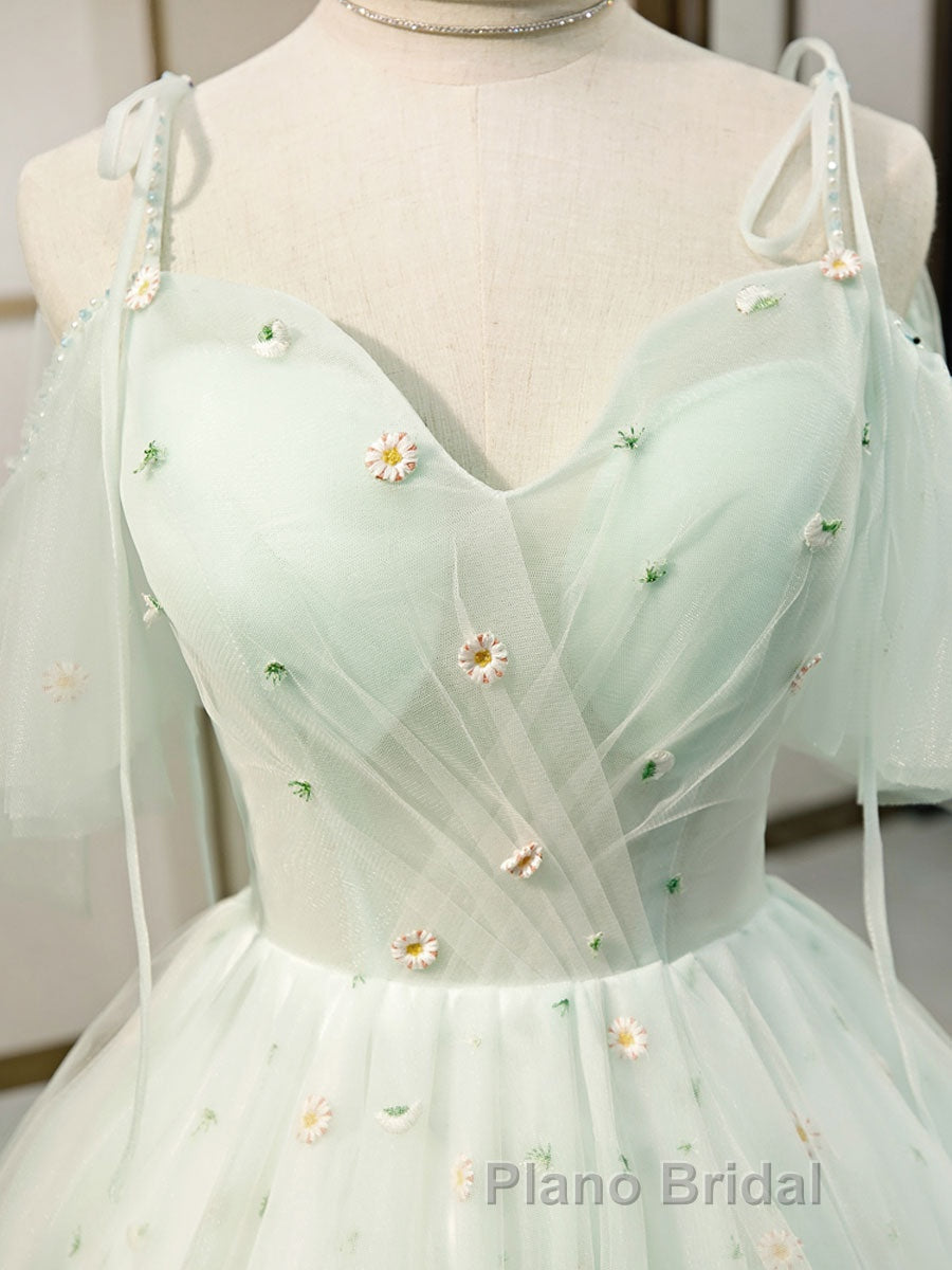 Green tulle short Formal Prom dress, green tulle homecoming dress