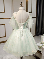 Green tulle short Formal Prom dress, green tulle homecoming dress
