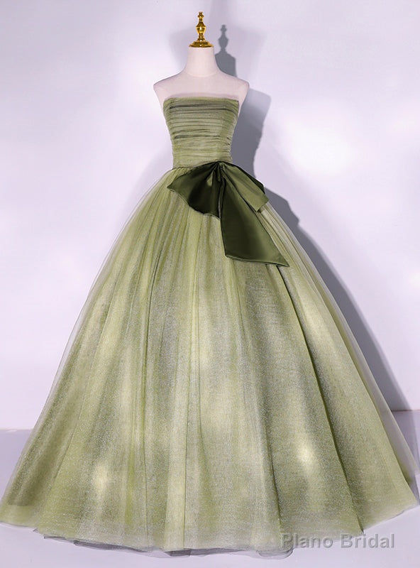 Green Tulle Strapless Pleats Quinceanera Dress Main image