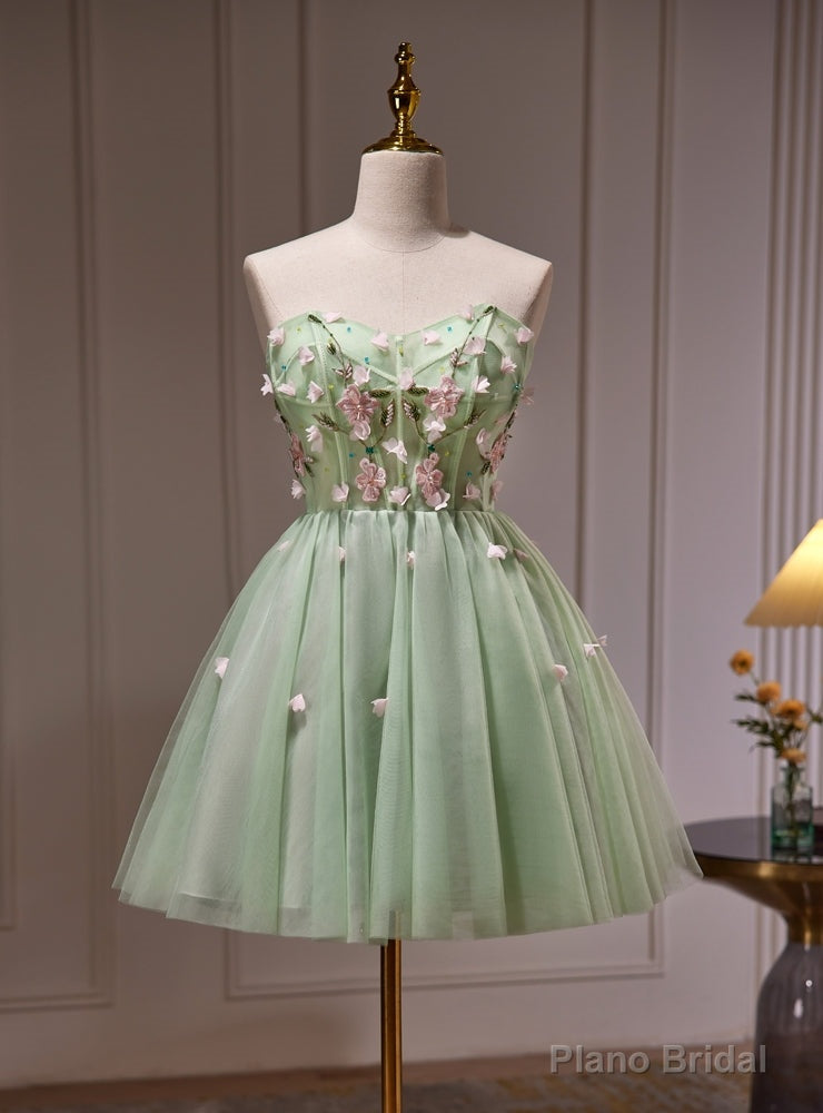 Green Tulle Sweetheart Beading Homecoming Dress Main image