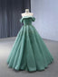 Green Tullle Strapless Pleats Beading Prom Dress