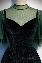Green Velvet Long A-Line Formal Prom Dresses Formal Dresses