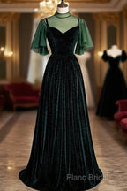 Green Velvet Long A-Line Formal Prom Dresses Formal Dresses