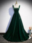 Green Velvet Straps Beading Prom Dress