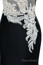 Portrait Trumpet Sweep Train Sleeveless Beading Evening Dress