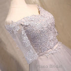 Half Sleeves Short Lace Formal Prom Dresses, Short Lace Homecoming Bridesmaid Dresses