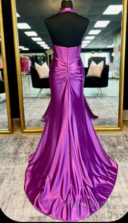 Halter Mermaid Long Formal Prom Dresses With Open Back Secondary image