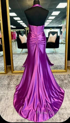 Halter Mermaid Long Formal Prom Dresses With Open Back
