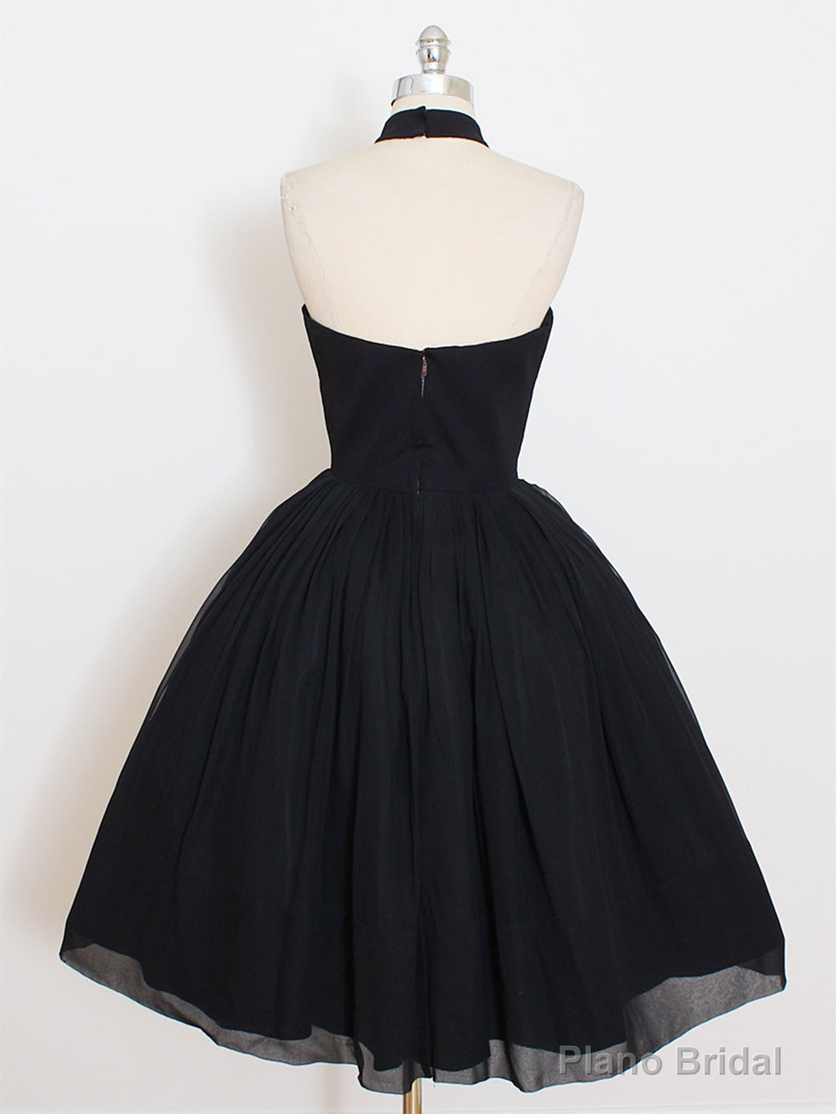 Halter Neck Short Black Backless Prom Dresses, Open Back Short Black Formal Homecoming Dresses Secondary image