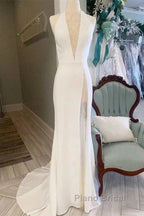 Halter Open Back Mermaid Long Wedding Dresses