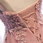 High Low Pink Lace Formal Prom Dresses, Pink High Low Formal Graduation Homecoming Dresses