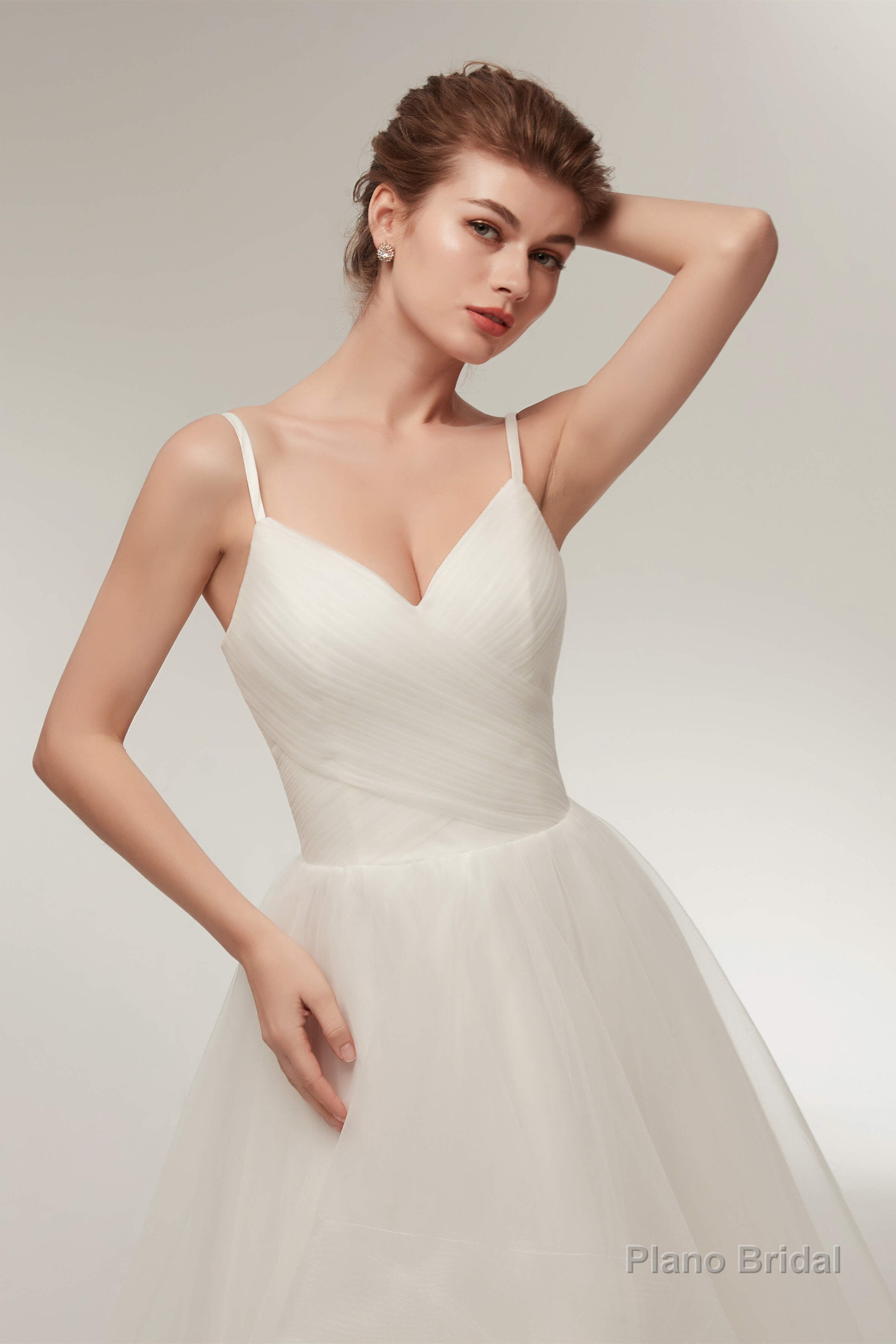 High Low Spaghetti Straps Minimalist Design Wedding Dresses