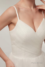 High Low Spaghetti Straps Minimalist Design Wedding Dresses