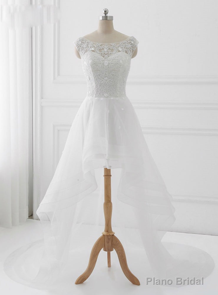 High Low Wedding Dresses A Line Bridal Gowns Beading Appliques Main image