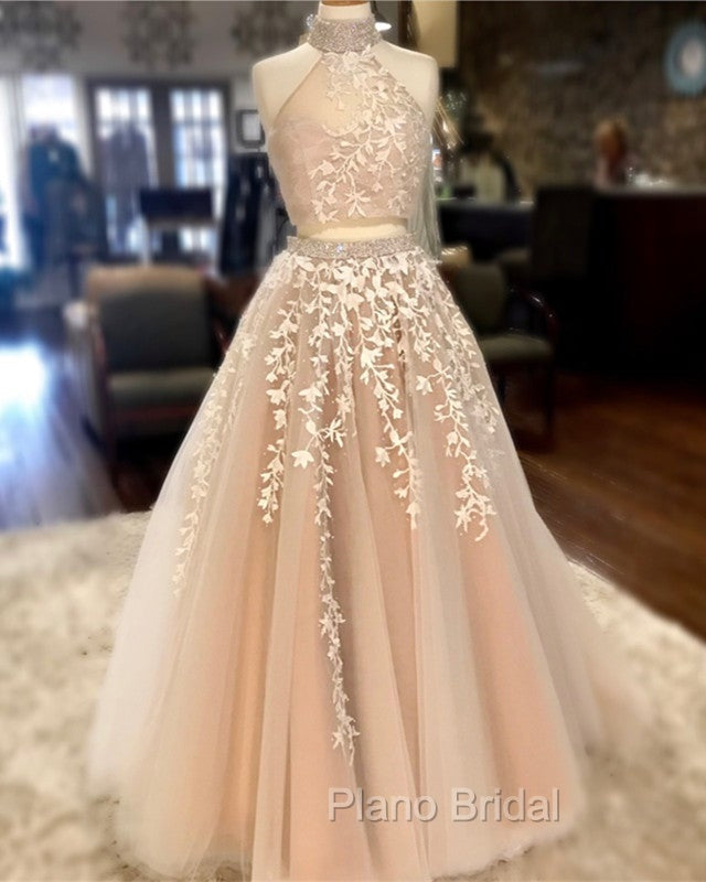High Neck Open Back Tulle Formal Prom Dresses Two Piece Quinceanera Dresses Ball Gowns Secondary image