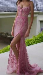 Line Pink Long Formal Prom Dresses Party Formal Evening Gowns