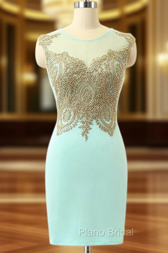 High Quality Sleeveless Short Sheath Mint Homecoming Dresses Main image