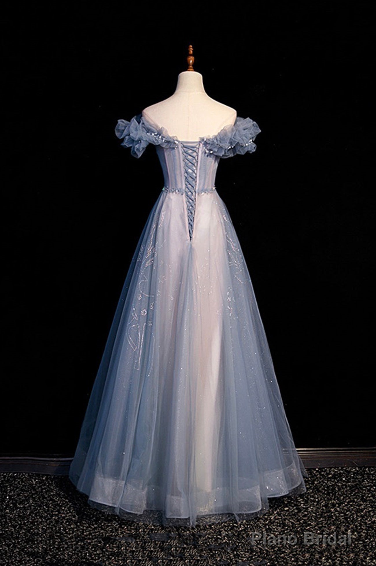 High Quality Tulle Long Prom Dress with Beaded, A-Line Evening Party Dress