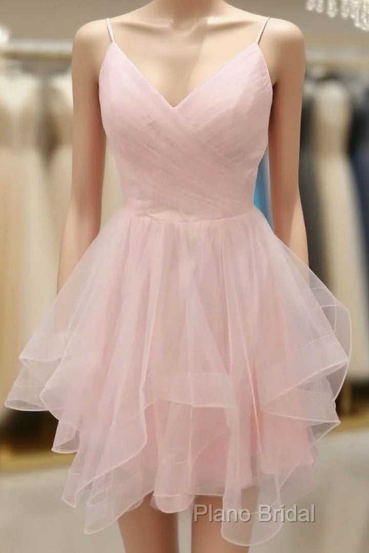 Homecoming Dresses Simple Pink Tulle Short Pink Cocktail Dresses